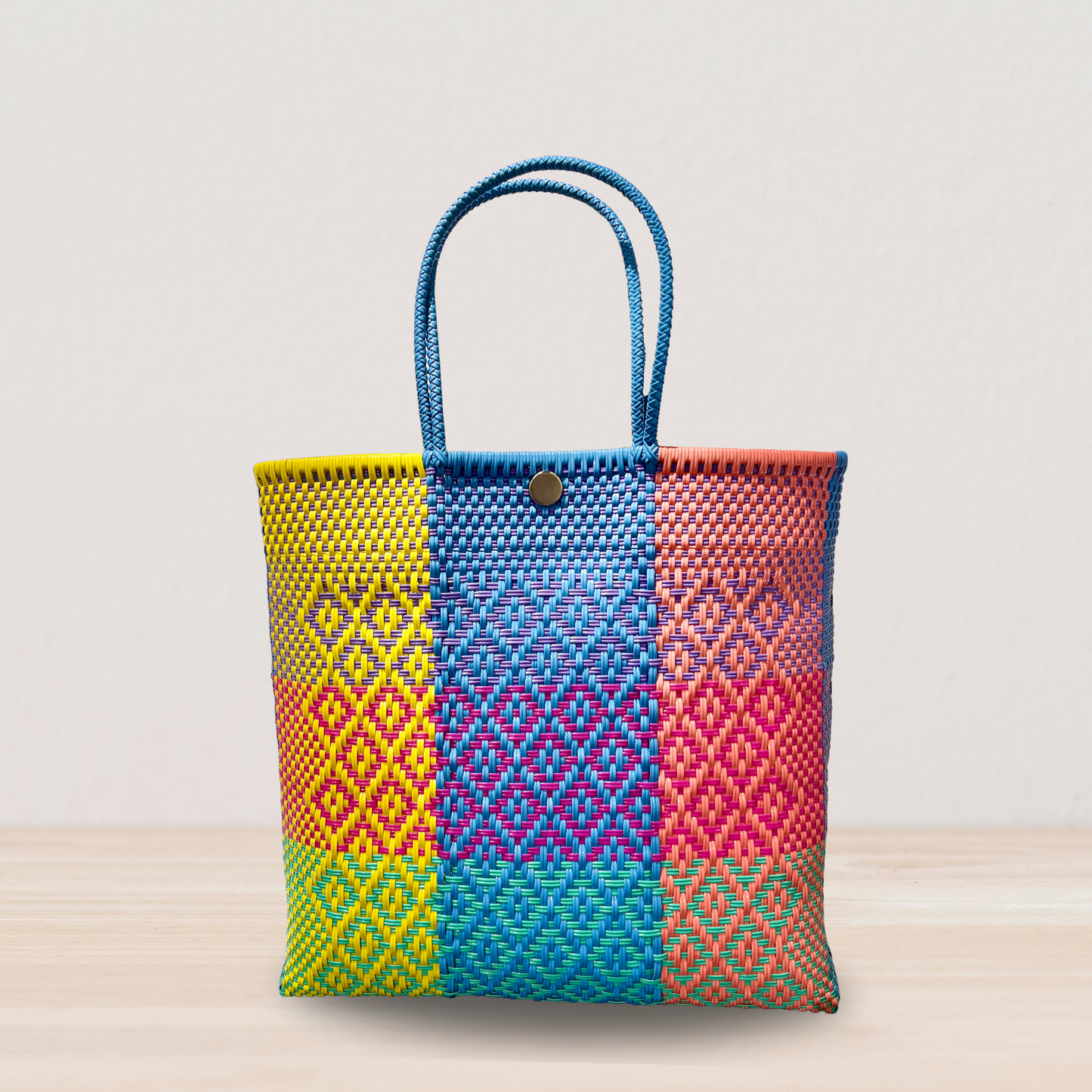Rainbow and Black Handwoven Mexican Tote Bag by Colibri y Barro