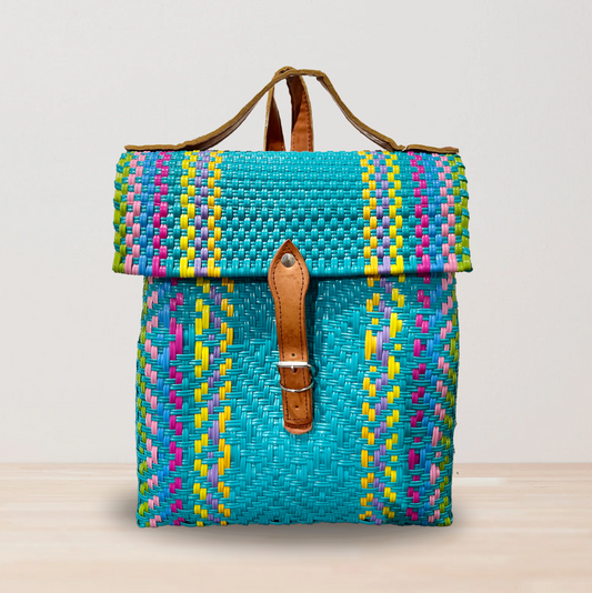 Handwoven Backpack with Leather Handles by Colibri y Barro