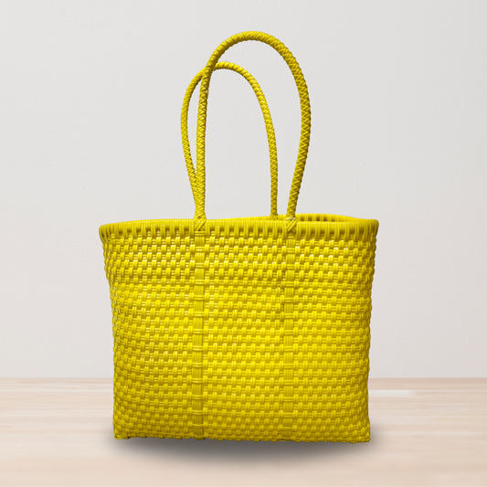 Yellow Handwoven Tote Bag by Colibri y Barro