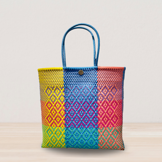 Rainbow and Black Handwoven Mexican Tote Bag by Colibri y Barro