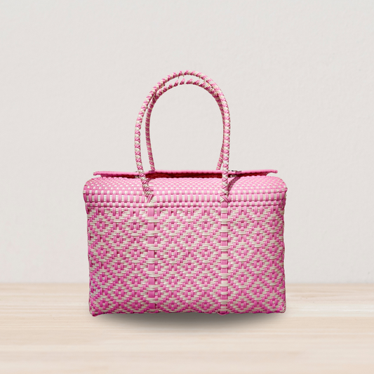Medium Pink and White Basket by Colibri y Barro